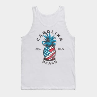 Carolina Beach, NC Summertime Vacationing Patriotic Pineapple Tank Top